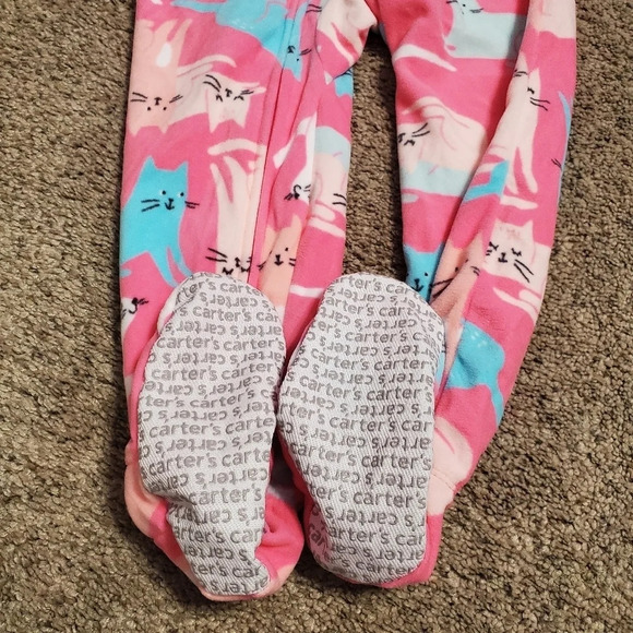 NWOT Carter's Girl Fleece Zipper Footed Kitty Pajamas 4T - Picture 4 of 6